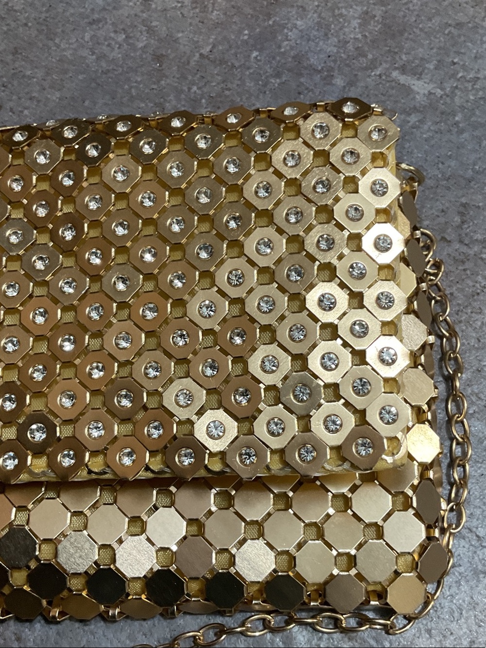 Gold Sequin Chain-Handle Evening Clutch - Picture 4 of 9
